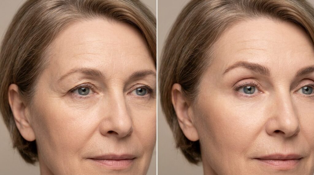 Detailed before-and-after split-screen comparison of an olde