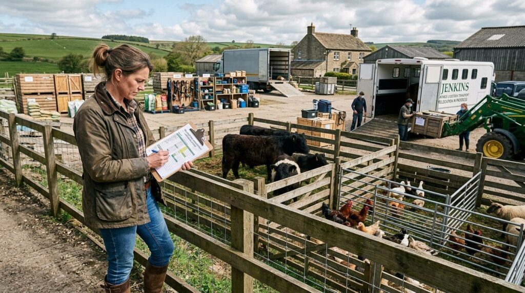 Farm owner reviewing logistics clipboard while standing in f