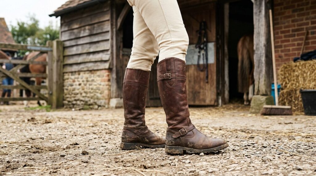 Close-up fotorealistic stock image in 16:9 format of a rider
